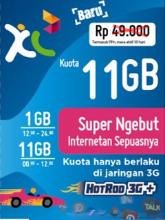 Paket Internet XL Super Ngebut 11 GB